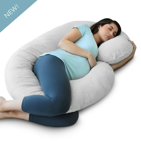 PharMeDoc Pregnancy Pillow with Jersey Cover - C Shaped Body Pillow for Pregnant