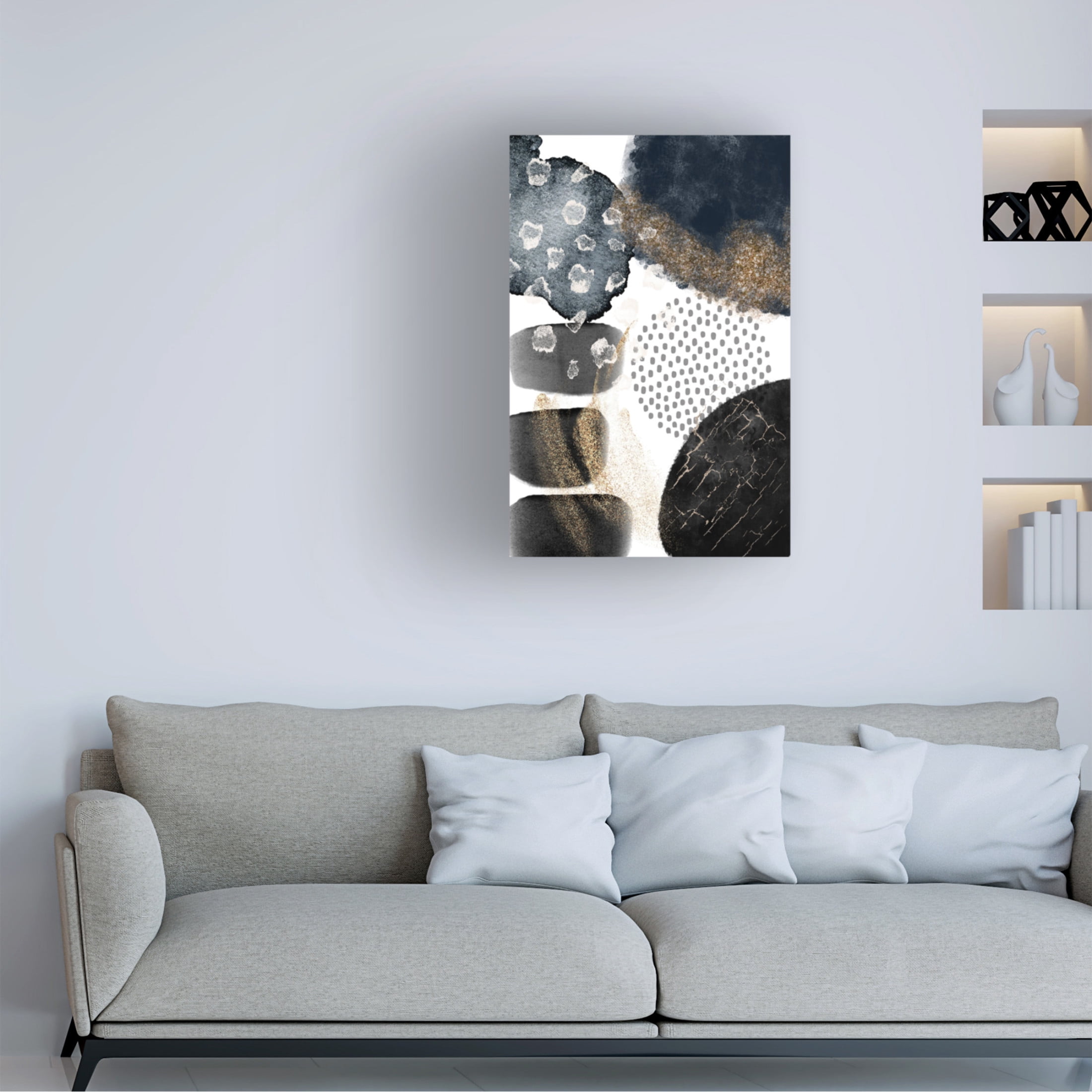 Trademark Fine Art Sally Ann Moss Abstract Black and Gold 2 Canvas Wall Art