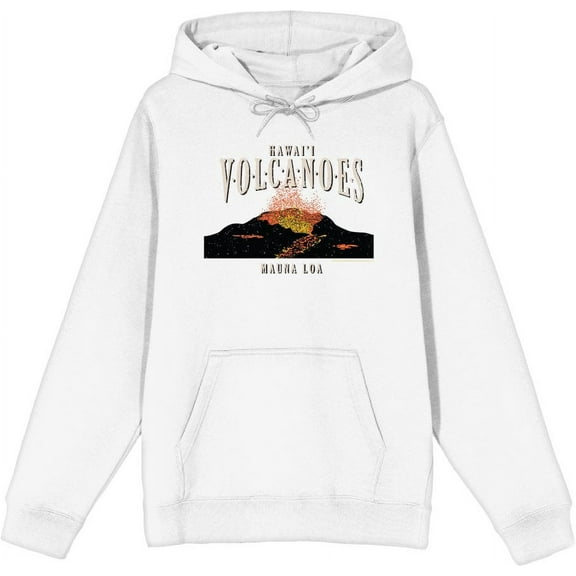 Adventure Society Hawaii Volcanoes Adult White Long Sleeve Hoodie-Medium