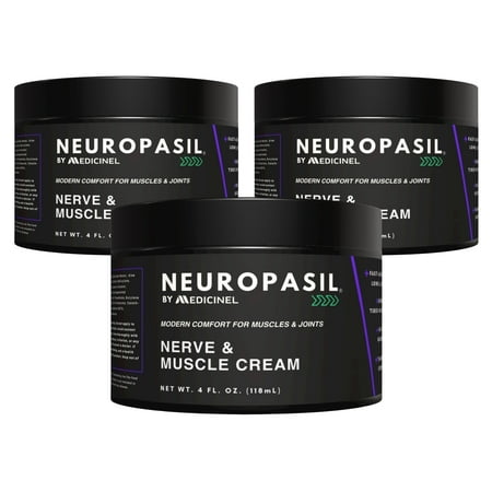Neuropasil Nerve Muscle Relief Cream, Menthol Urea Aloe for Joints Back Neck Shoulders Feet, 4 oz, 3 Pack