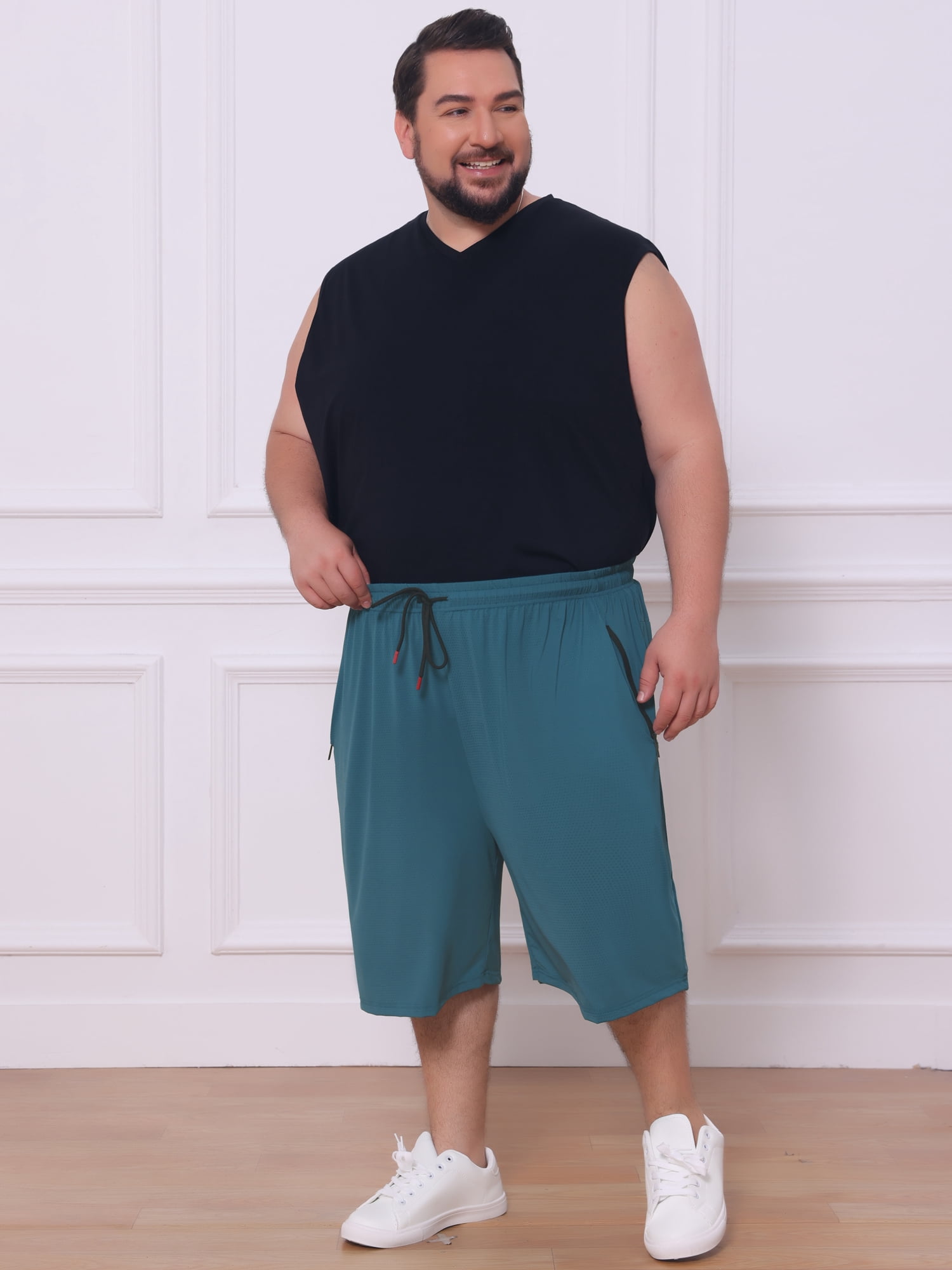 DARING DIVA Men's Big Tall Athletic Shorts with Zipper Pockets 2XL Blue