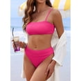 thumbnail image 3 of ANRABESS Tummy Control 2 Piece Swimsuits for Women High Waisted Bikini Sets Ribbed Textured Bathing Suits Beach Swimwear Hot Pink XXL, 3 of 10