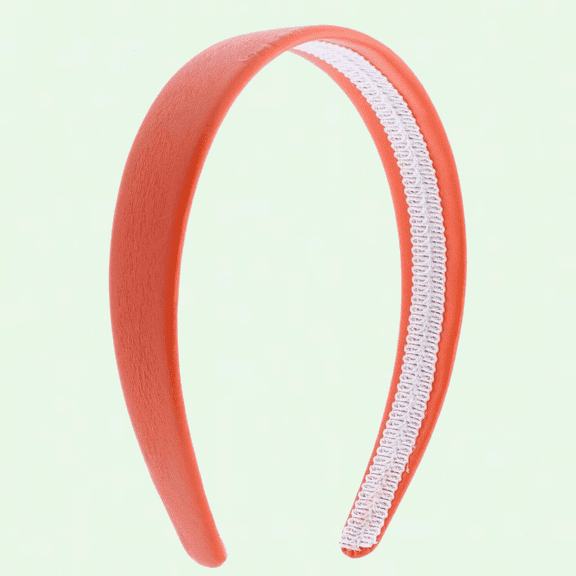 Women and Girls Solid Hairband, Orange 1 Inch Wide, Leather-Like Headband