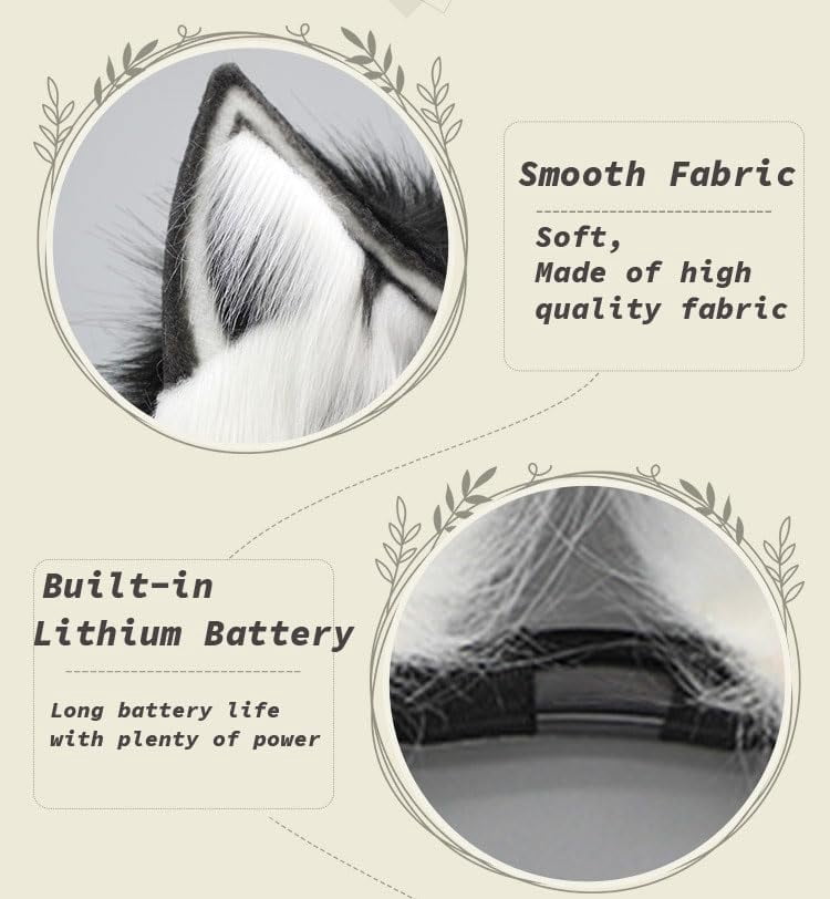 Rechargeable Movable Cat Ears Simulation Hair Band Headwear Props
