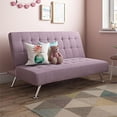 thumbnail image 2 of Rosebery Kids Tufted Futon, Convertible Sleeper Sofa in Lilac and Chrome, 2 of 14