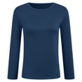 thumbnail image 6 of vigerkar Women Crewneck Loose Fit Shirt Long Sleeve Casual T Shirts Basic Top Tees (Navy, L), 6 of 6