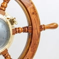 thumbnail image 4 of Nagina International Premium Porthole Clock Ship Wheel with Solid Teak Finish - Captain Maritime Beach Home Decor Gift (42 Inches), 4 of 5