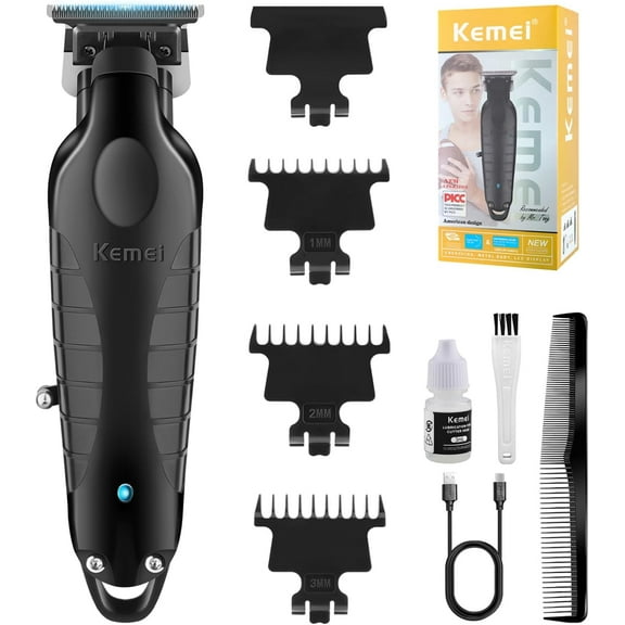 KEMEI PG2299 Professional Hair Clippers for Men, Cordless Beard Trimmer, Electric T-Blade Zero Gap Hair Trimmer, USB Rechargeable with 3 Guide Combs