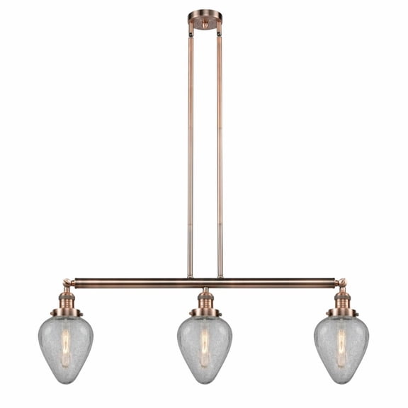 213-AC-G165-LED-Innovations Lighting-Geneseo-10.5W 3 LED Island in Industrial Style-38 Inches Wide by 10 Inches High   Antique Copper Finish with