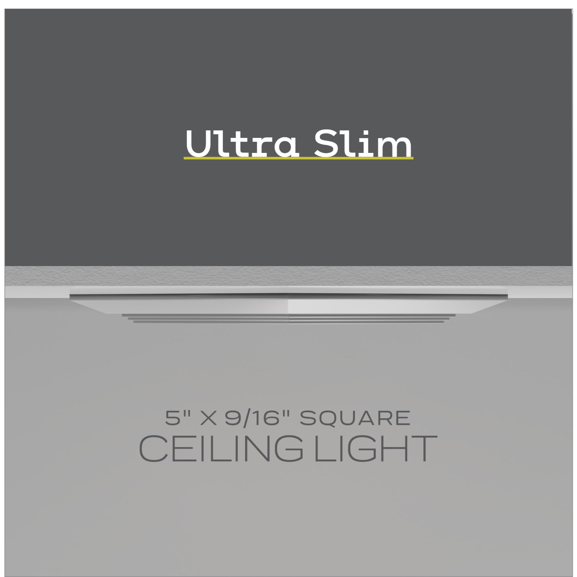 Next Glow Ultra Slim 5" LED Ceiling Light Fixture, 3000K Square, Dimmable Flush Mount Light, White
