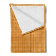 thumbnail image 2 of Orange Soft Flannel Fleece Throw Blanket, Striped Fiber Texture Image Abstract Thin Lines Complex Grid in Vintage Design Print, Cozy Plush for Indoor and Outdoor Use, 70" x 90", Orange, by Ambesonne, 2 of 5
