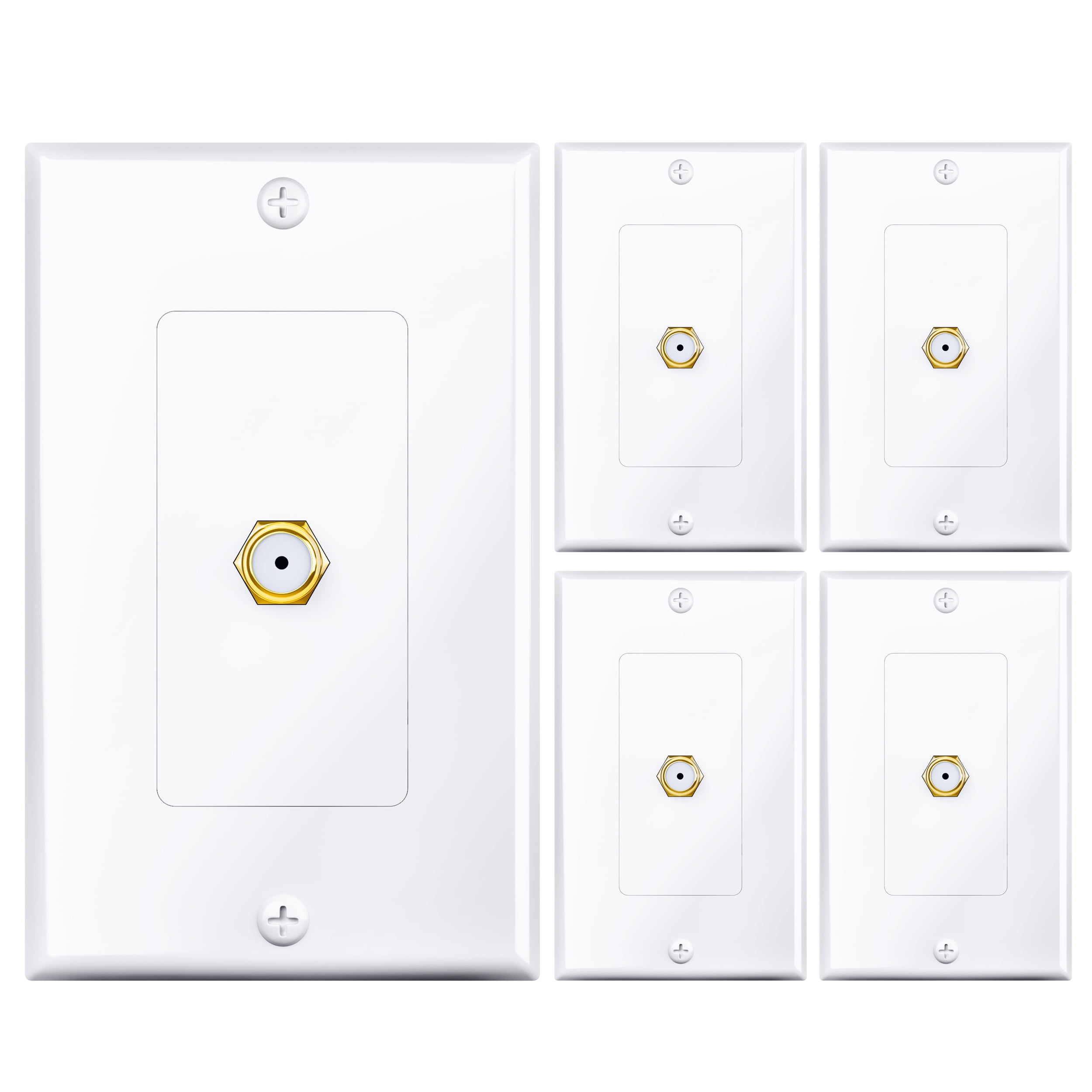 GearIT 4Pack Coax / Coaxial FType Wall Plate, Single Gang for TV Box, TV Wall Jack, TV Cable