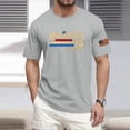 thumbnail image 2 of Hogleaql American Flag T-Shirt for Men Patriotic Short Sleeve Crew Neck American Flag Print Tops Dressy Independence Day Themed Loose Fit Pullover Tops Light Gray XL, 2 of 4