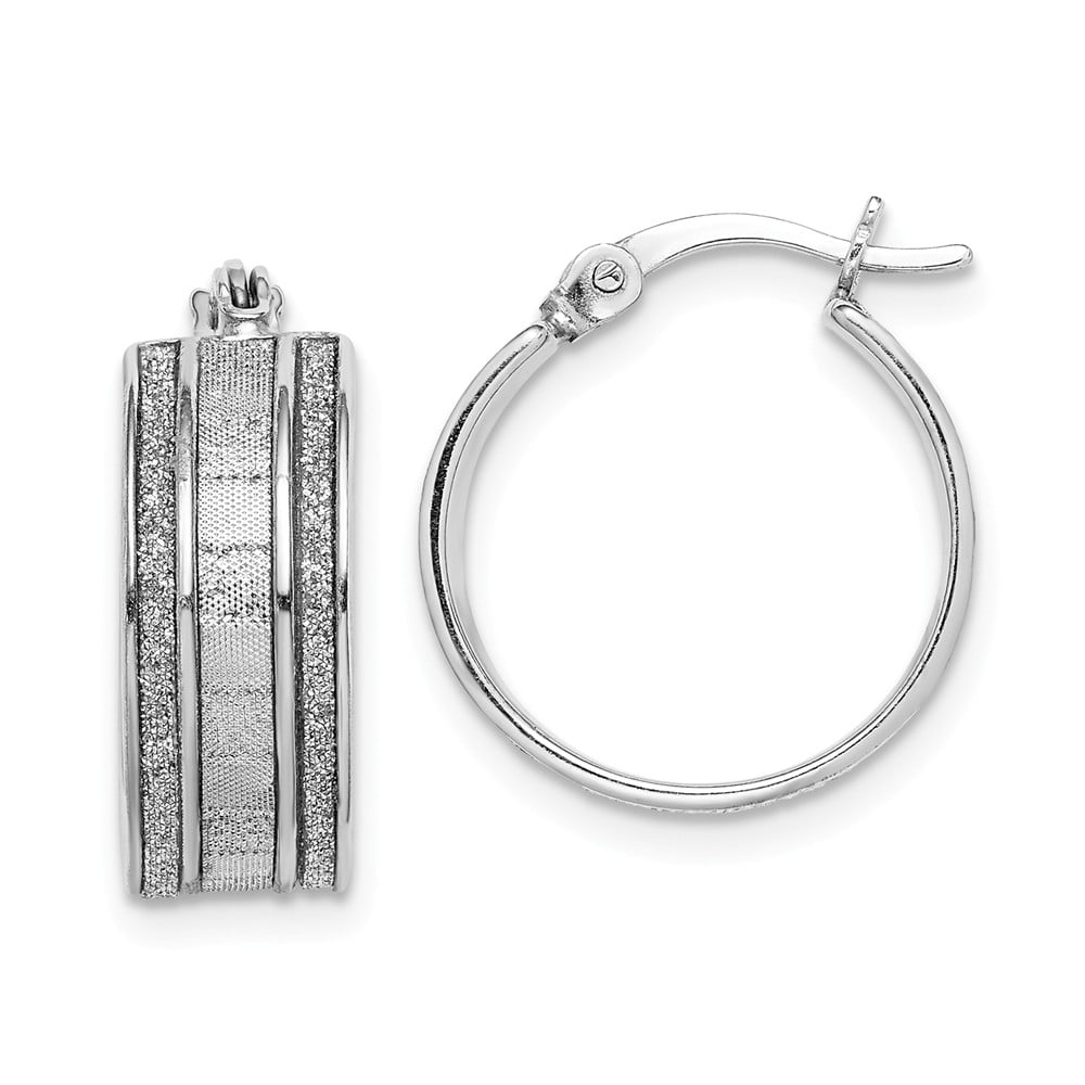 Earring Hoop Sterling Silver Glitter Infused Hoop Earrings Walmart