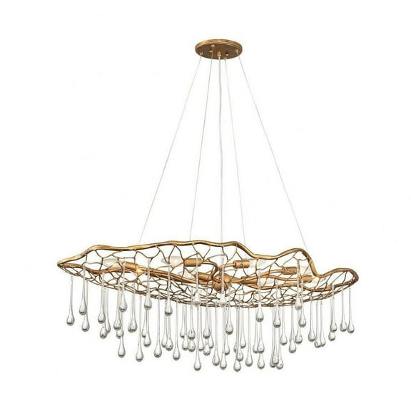 Bohemian-Modern Eight Light Chandelier in Burnished Gold Finish Bailey Street Home 81-Bel-3088191