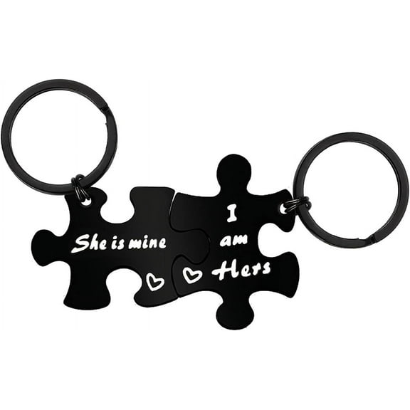 Funny Lesbian Gifts Puzzle Piece Keychains Set Gay Pride Gift LGBT Keyring For Girlfriend Her Couple Present for Birthday Anniversary Keychains for Wedding Valentines Day
