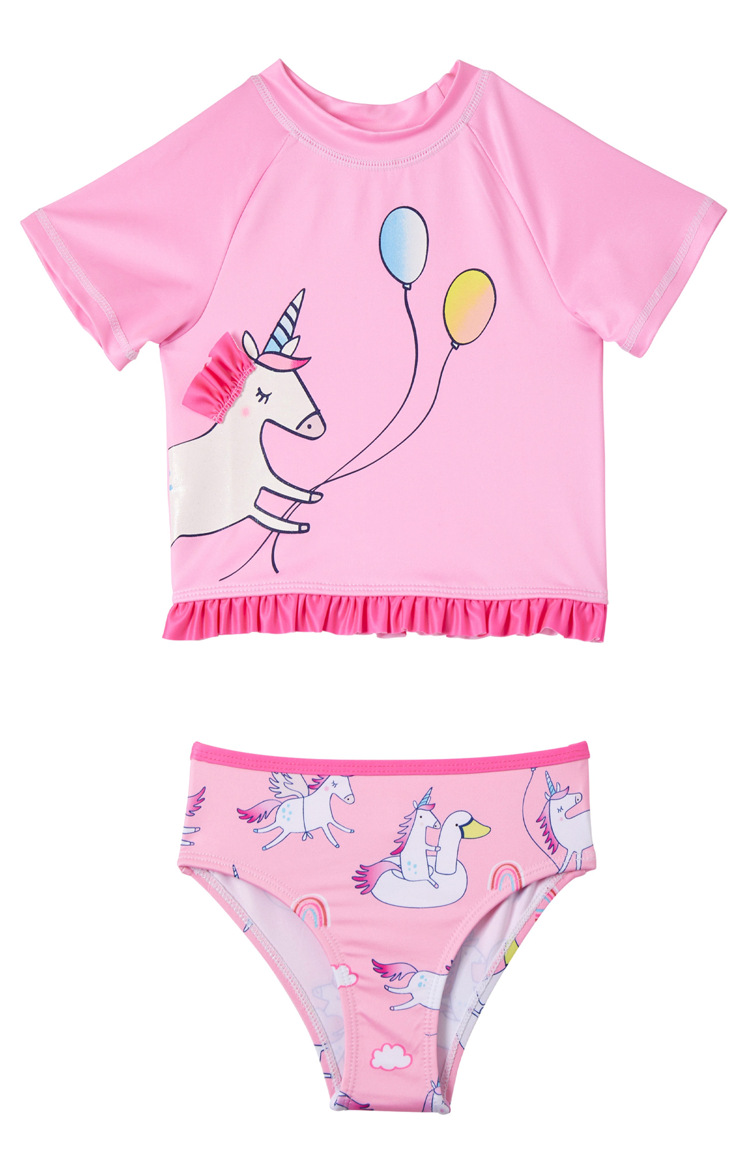 Size Toddler 4T Wippette Baby Girls 2-Piece Rash Guard and Bikini Toddler Swuimsuit Set Lemon Tonic Unicorn 