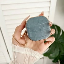 ELEHOLD for Samsung Galaxy Buds FE/ Galaxy Buds Live/ Galaxy Buds 2/ Galaxy Buds Pro/Galaxy Buds 2 Pro Case,Luxury Crocodile Pattern Leather Shockproof Case with Metal Strap,Blue