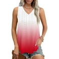thumbnail image 2 of fatyb Womens Tank Tops V Neck Gradient Lightweight Eyelet Shirts Flowy Loose Summer Sleeveless Blouses, 2 of 7