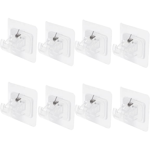 Curtain Rod Holder 8 PCS Self Adhesive Curtain Rod Bracket No Drill Curtain Rod Brackets, Plastic Sticky on Curtain Rod Holder for Kitchen, Bathroom, Hotel (Transparent)