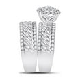 thumbnail image 4 of 14kt White Gold His Hers Round Diamond Cluster Matching Wedding Set 2 Cttw, 4 of 5