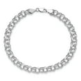 thumbnail image 6 of 14k White Gold 6.25mm Hollow Double Link 7.25 inch Charm Bracelet WSD2, 6 of 7