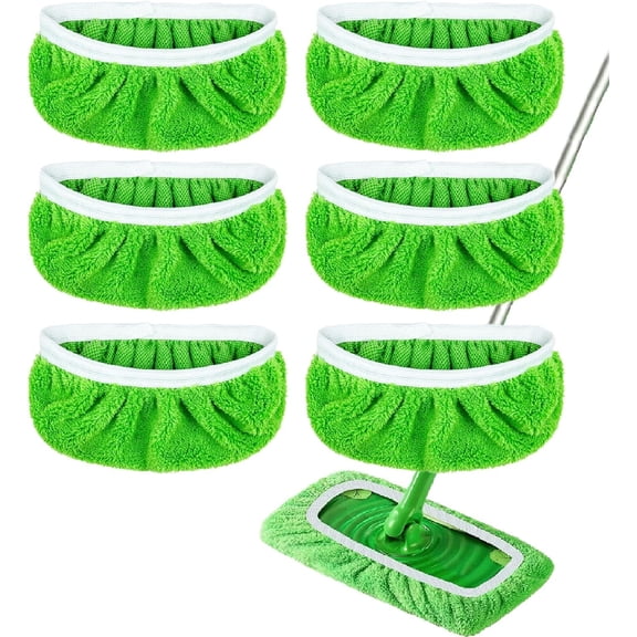 6 Pack Reusable Microfiber Mop Pads for Swwiffer Sweper,Dry Sweeping Cloths & Wet Mopping Cloths for Household Cleaning - Washable Microfiber Pads for Mopping Floors