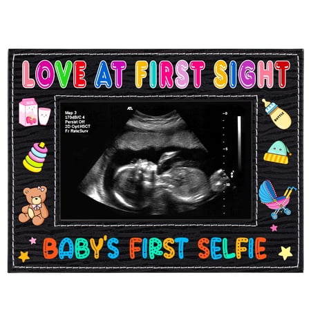 WaaHome Baby Sonogram Picture Frame,Baby's First Selfie Sonogram Picture Frame,Love at First Sight Baby Keepsake Picture Frame,Pregnancy Announcement Gift