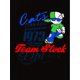 thumbnail image 2 of Camiseta de Verano para Mujer Women's Trendy Cartoon Graphic Tee - Casual Short Sleeve Summer Top with "CATS" & "TEAM STOCKholm" Design, Comfortable Polyester Blend, Black with Blue & Red Accents, L, 2 of 6
