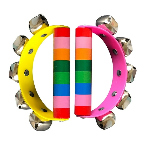 jovati Hand Bells Musical Instruments 2Pc Wooden Musical Instruments