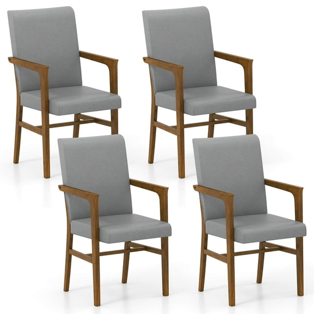 Costway Mid-Century Modern Dining Chairs Set of 4 Upholstered Accent Chairs Armchairs