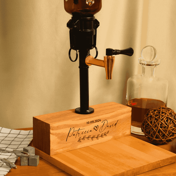 Personalized Single Tap Whiskey Dispenser – Custom Engraved Industrial Pipe Bar Stand