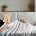 thumbnail image 3 of Feather Soft Flannel Fleece Throw Blanket, Rainbow Colored Quill and Be Creative Words Writing Creation Image, Cozy Plush for Indoor and Outdoor Use, 50" x 70", Multicolor, by Ambesonne, 3 of 5