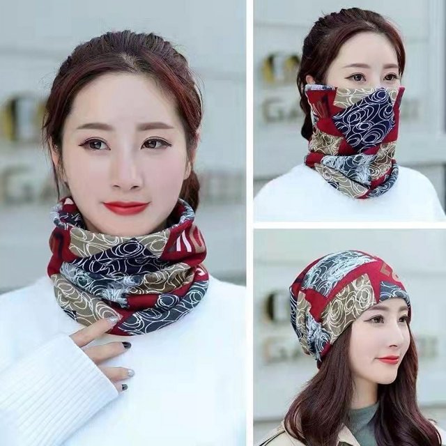 Gorro retorcido intercambiable de otoño e invierno, bufanda de doble capa a prueba de frío, gorro retorcido, gorro de cachemira a prueba de frío