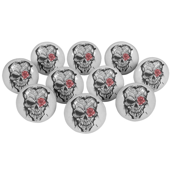 IBA Indianbeautifulart White Artistic Skull 2 Inches Furniture Door Knobs Ceramic Cabinet Cupboard Handle Pull