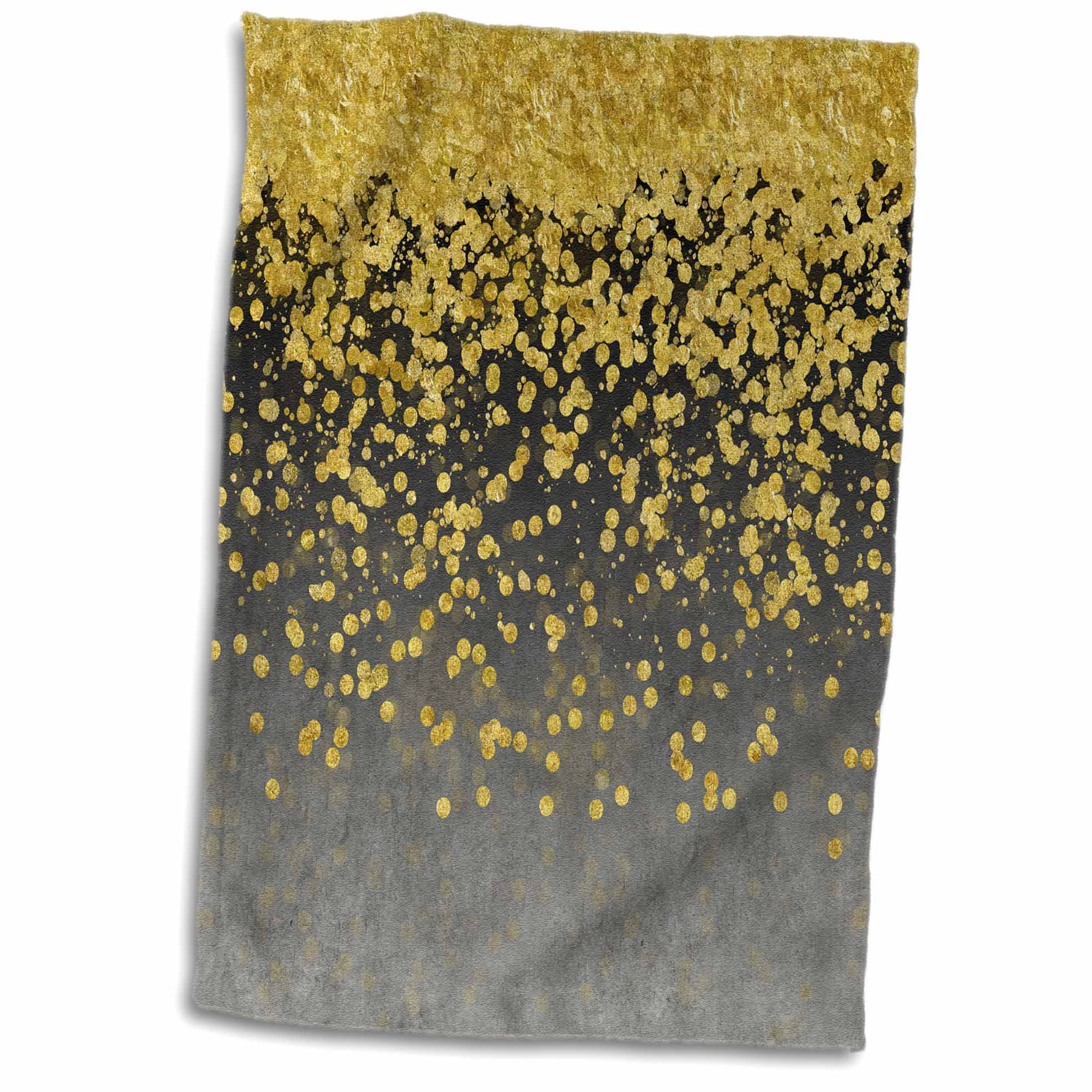 3dRose Image of Glamorous Gold Confetti On Grey Background - Towel, 15 by 22-inch