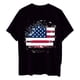 thumbnail image 5 of Camiseta de Cuello Redondo Impresa Delantera Y Trasera Del Día de la Independencia de las Mujeres, Tops Cortos Casuales para las Mujeres, 5 of 5