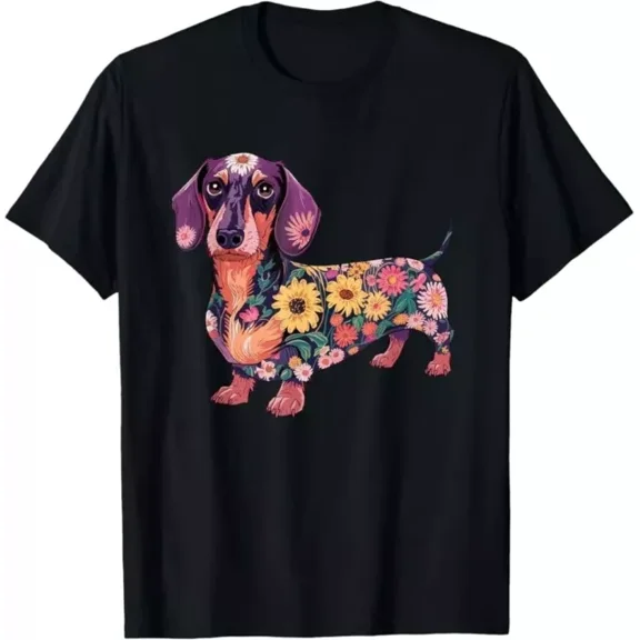 DOPASHIRT Floral Dachshund Cute Pet Dog Animal Lover Doxie Mama Women T-Shirt, Unise Unisex S-5XL Hot Trending Shirt, Vintage Birthday Gift