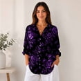 thumbnail image 5 of Nyfairy Plus Size Women's Halloween Print Long Sleeve Button Down Casual Shirt, 5 of 5