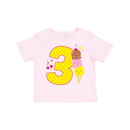 

Inktastic Ice Cream Third Birthday Pink Gift Toddler Boy or Toddler Girl T-Shirt