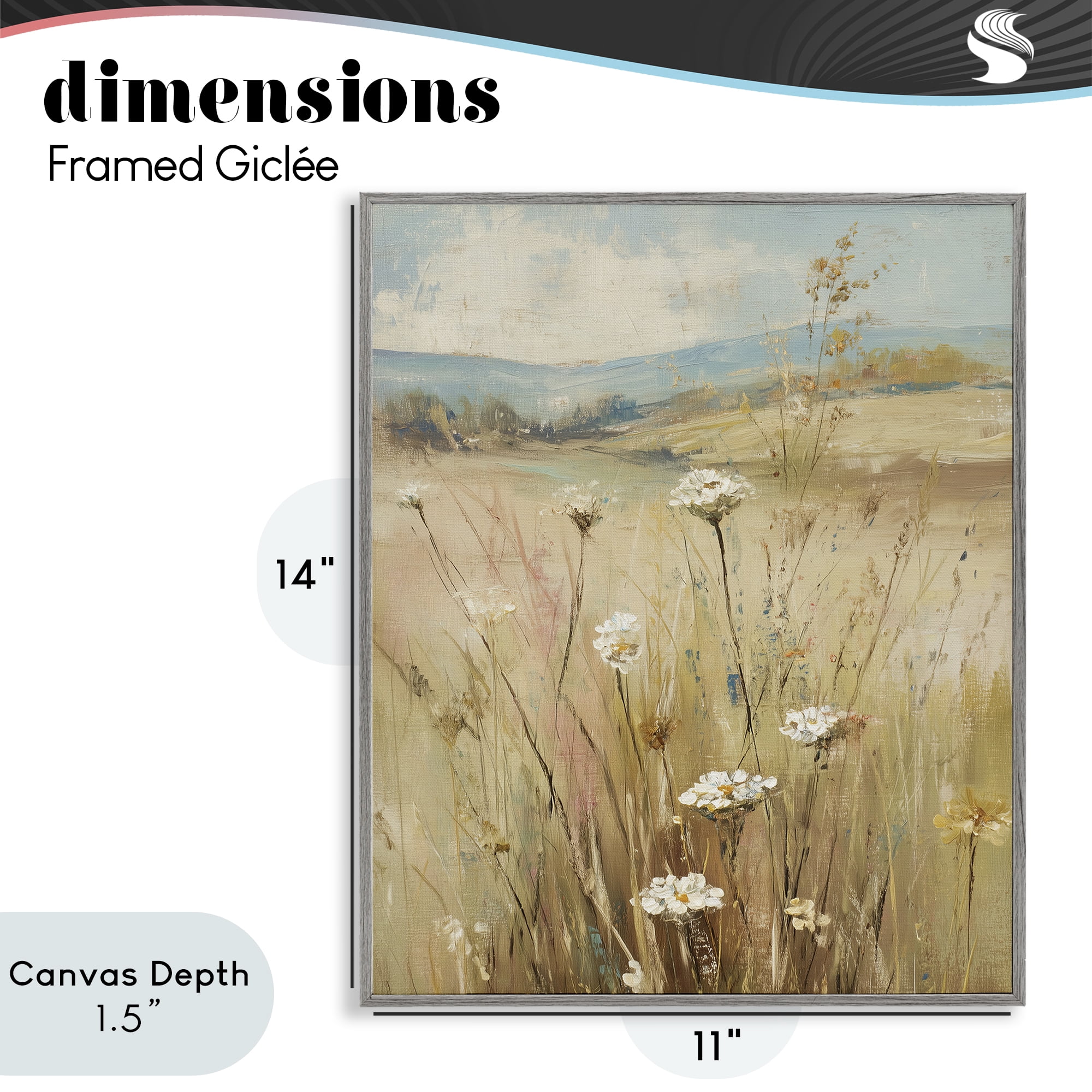 Stupell Industries Natural Lush Hillside Blooms Gray Framed Giclee Art, design by Svetlana Aleynikova