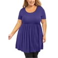 thumbnail image 1 of MODERN GOOSE Chemise Grande Taille pour Femmes Manches Courtes Bleu Royal 3X Col Rond Tunique d'Été Plissée Fluide Robe Maternité Coupe Ample Vêtements Babydoll, 1 of 12
