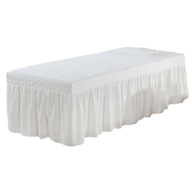 Cubierta de Cama con Delantal de poliéster con Vendas Elásticas - Blanco Sunnimix Hoja de cenefa de mesa de masaje