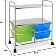 thumbnail image 2 of CRXX Rolling Storage Cart w/ 4 Drawers 2 Shelves Metal Rack Shelf Home Office School Beauty Salon Utility Organizer Cart with Wheels (Blue & Green), 2 of 10