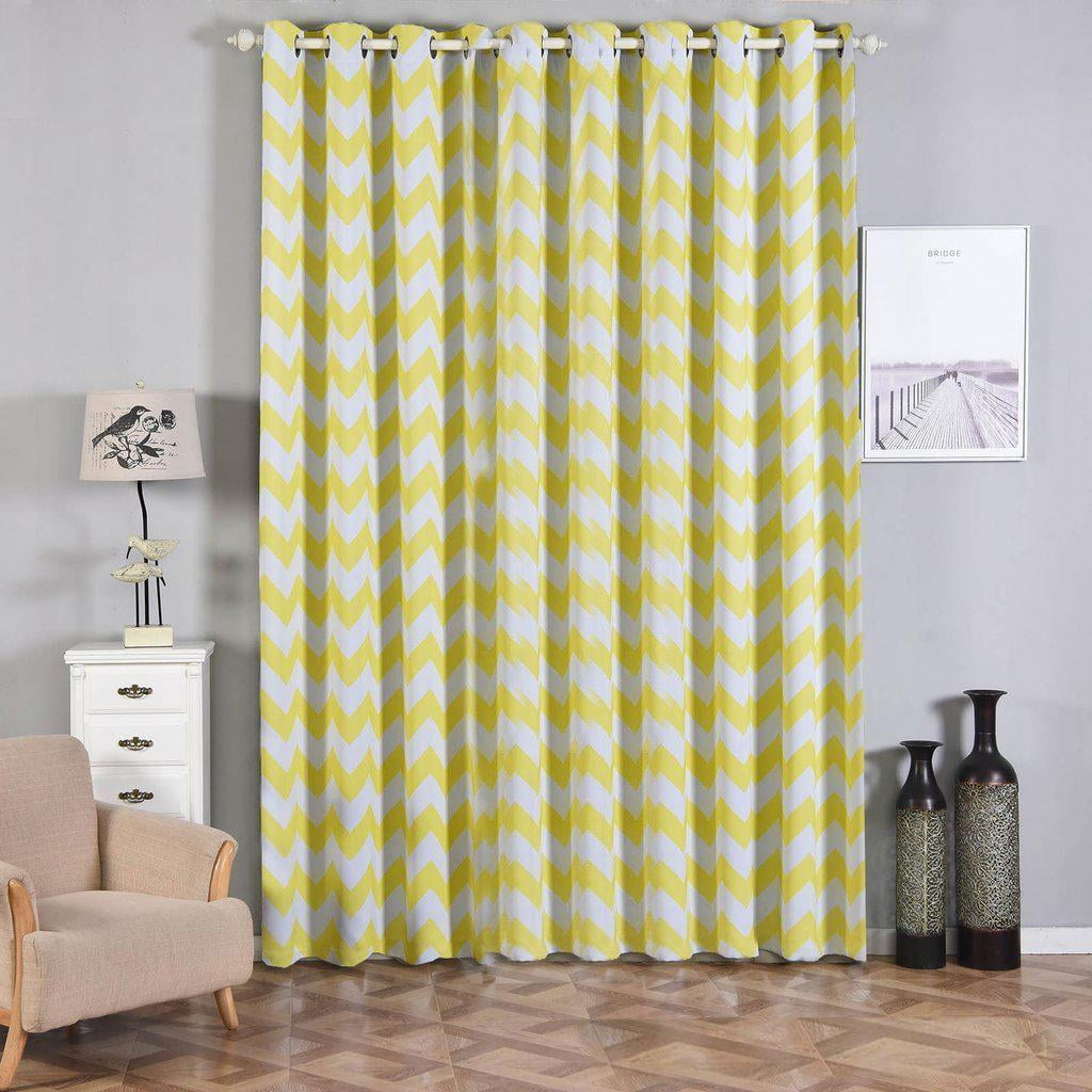 Chevron Blackout Curtains | 2 Packs | White & Yellow Blackout Curtains ...