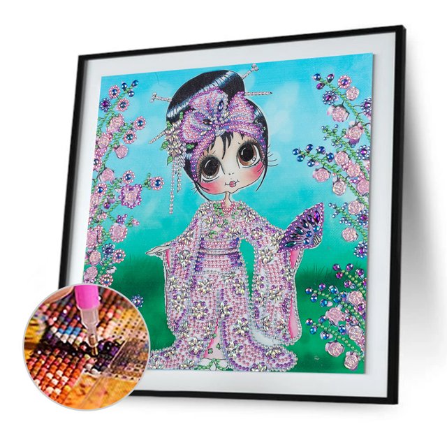 Cuadros Decorativos Conjunto especial parcial de diamantes de imitación para niña Kimono pintado con diamantes DIY DQrwqpou Nuevos Originales