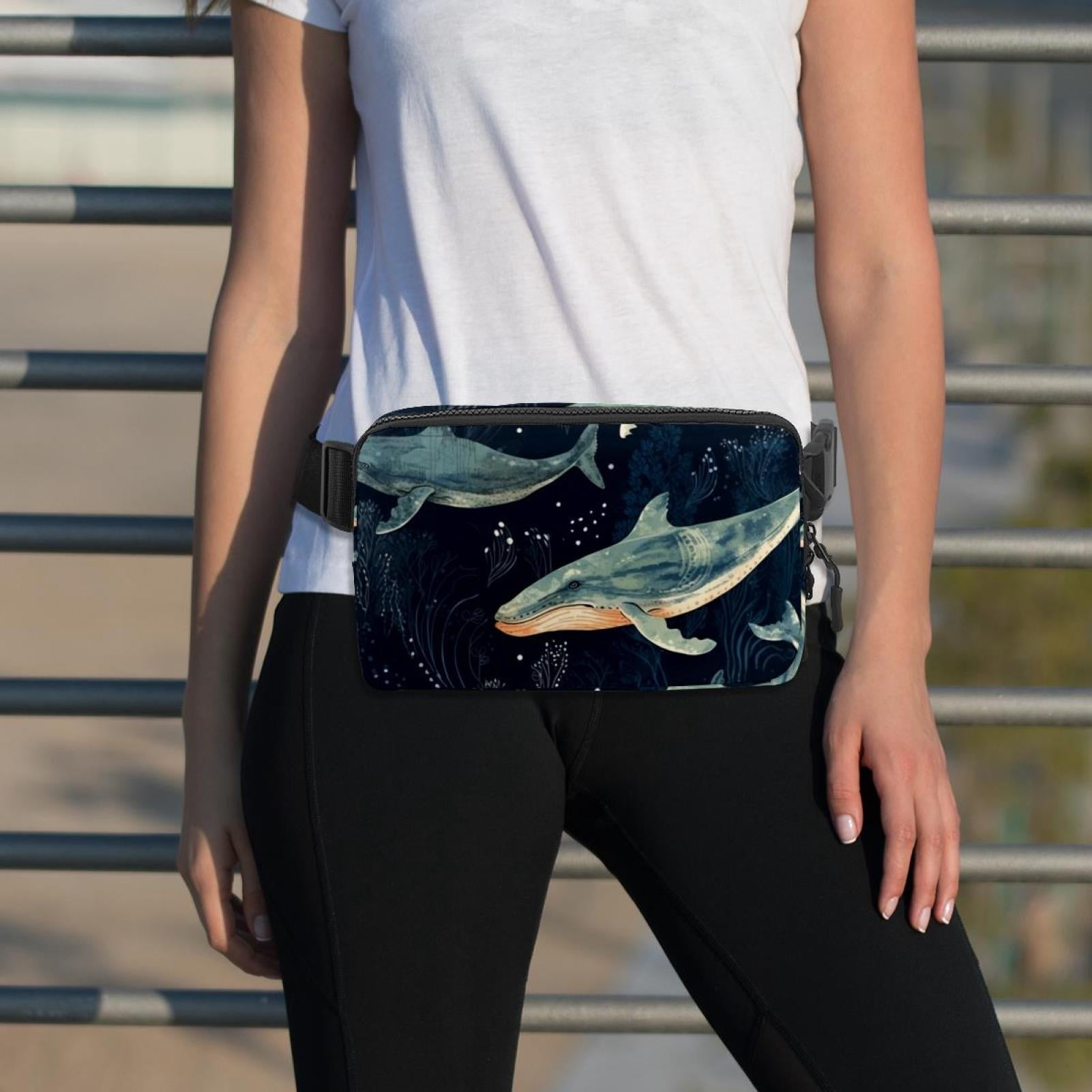 Whale Adjustable Lightweight Fanny Pack with Extension Strap - Unisex Belt Bag and Crossbody Bag