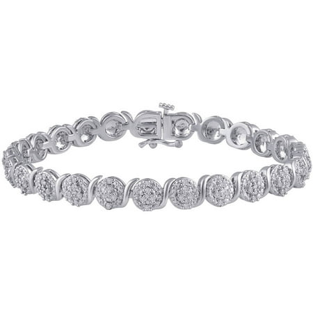 1.00 Carat T.W. Diamond Silver-Tone Fashion Cluster Bracelet, 7.50