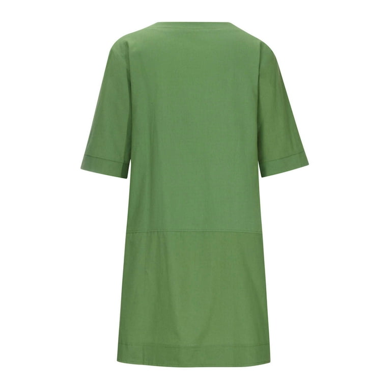 Women Loose Cotton Linen Dress Solid Boho Swing House Dress with Pockets Green M - Walmart.com Women Loose Cotton Linen Dress Solid Boho Swing House Dress with Pockets Green M - Walmart.com