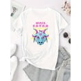thumbnail image 2 of Camisetas para mujer Verano manga corta Tops para DeportesCreative English Cute Dinosaur Pattern Printed Women'S Fashionable Round Neck Short Sleeve, Simple Casual Sports T-Shirt, Comfortable Summer, 2 of 6